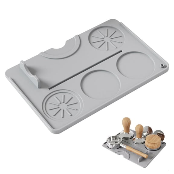 Espresso Tamping Mat, 24x16cm Coffee Tamper Mat, Food Grade Non-Slip, Waterproof, Heat Resistant Silicone Portafilter Mat for Barista Espresso Machine Acceessories - Gray