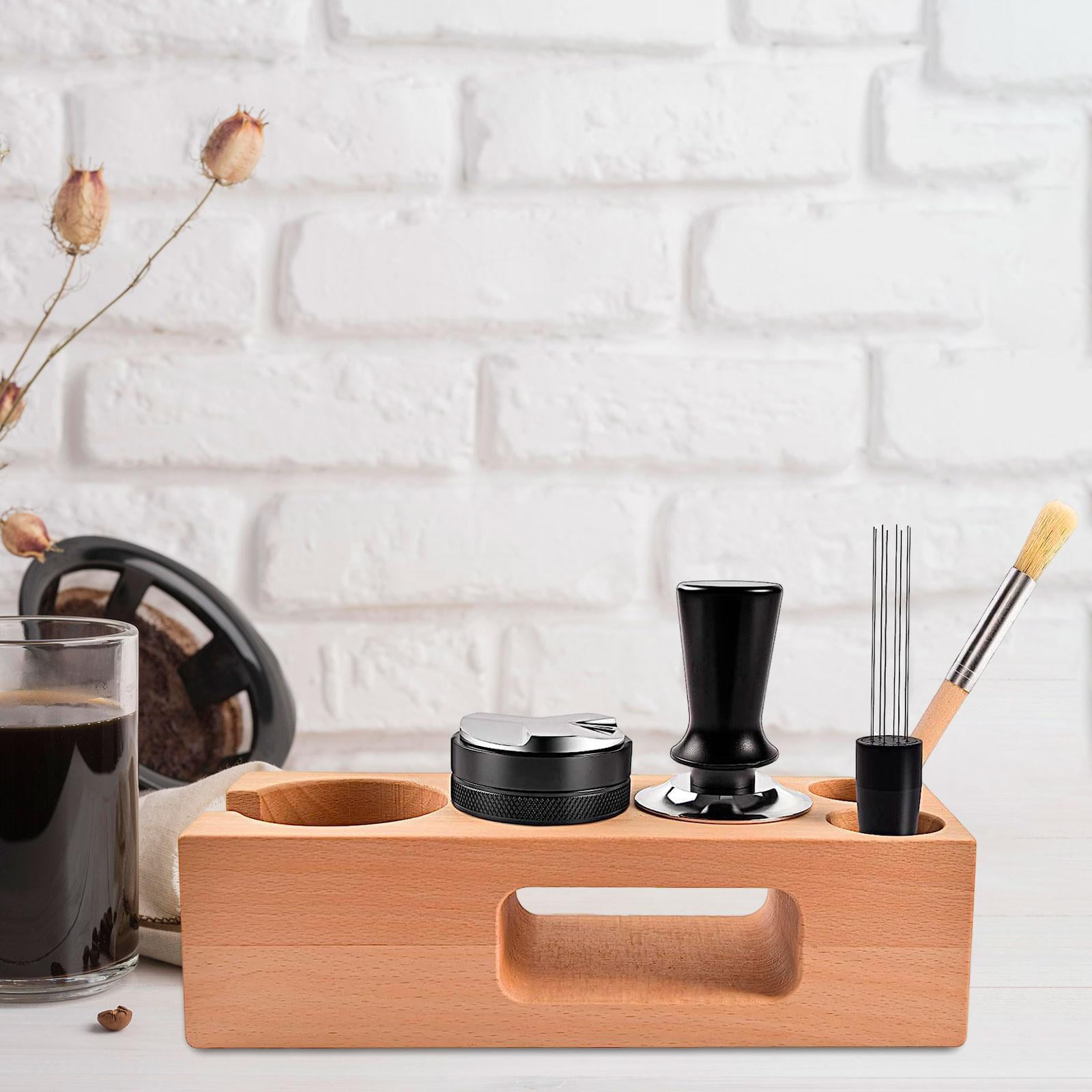 Espresso Tamping Stand Set Wood Coffee Filter Tamper Holder Kits
