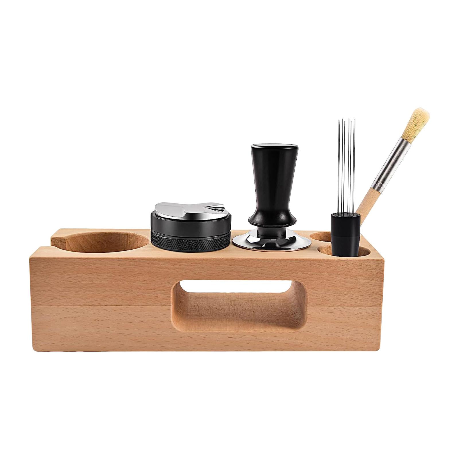 Espresso Tamping Stand Set Wood Coffee Filter Tamper Holder Kits Barista Tool Coffee Tamper