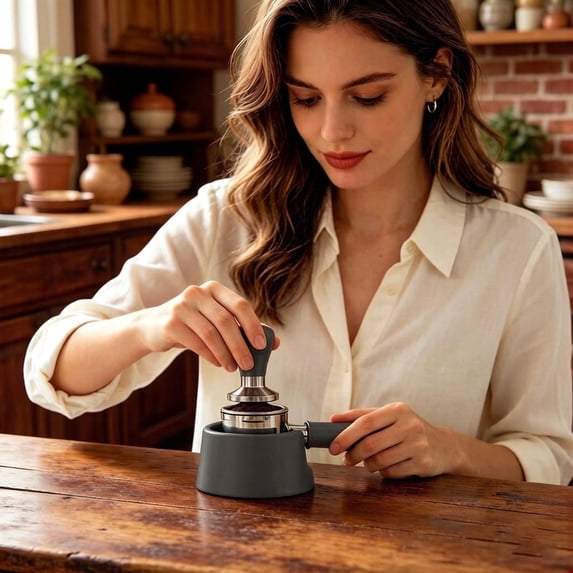 Espresso Tamping Station 3.15 x 1.61 Inch for Coffee Bar, Portafilter Holder Compatible With Espresso Machine, Steady Tamping Stand for Portafilter, Coffee and Tea Accessories, Grey
