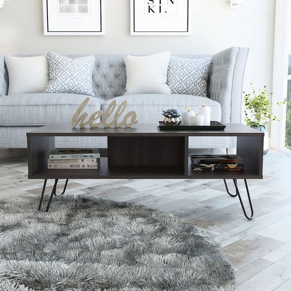 Espresso Tone, 2 Shelf with Divider / Great for Living Room Arrangement