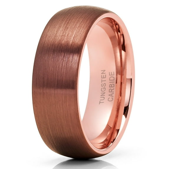 Espresso Tungsten Wedding Band Rose Gold Tungsten Ring Men & Women Anniversary Ring Rose Gold Ring