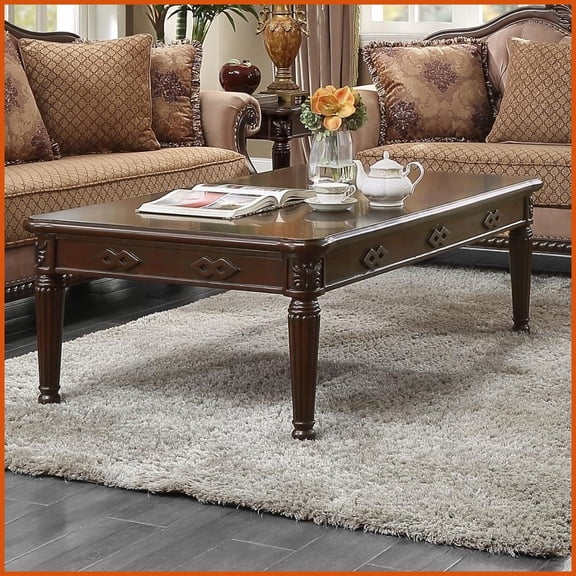 Espresso Turned-Leg Coffee Table: Easy Assembly, Durable Thick Top for Any Room Style