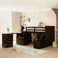 thumbnail image 1 of Espresso Twin Size Low Loft Bed With Storage Steps and Portable Desk, 1 of 8