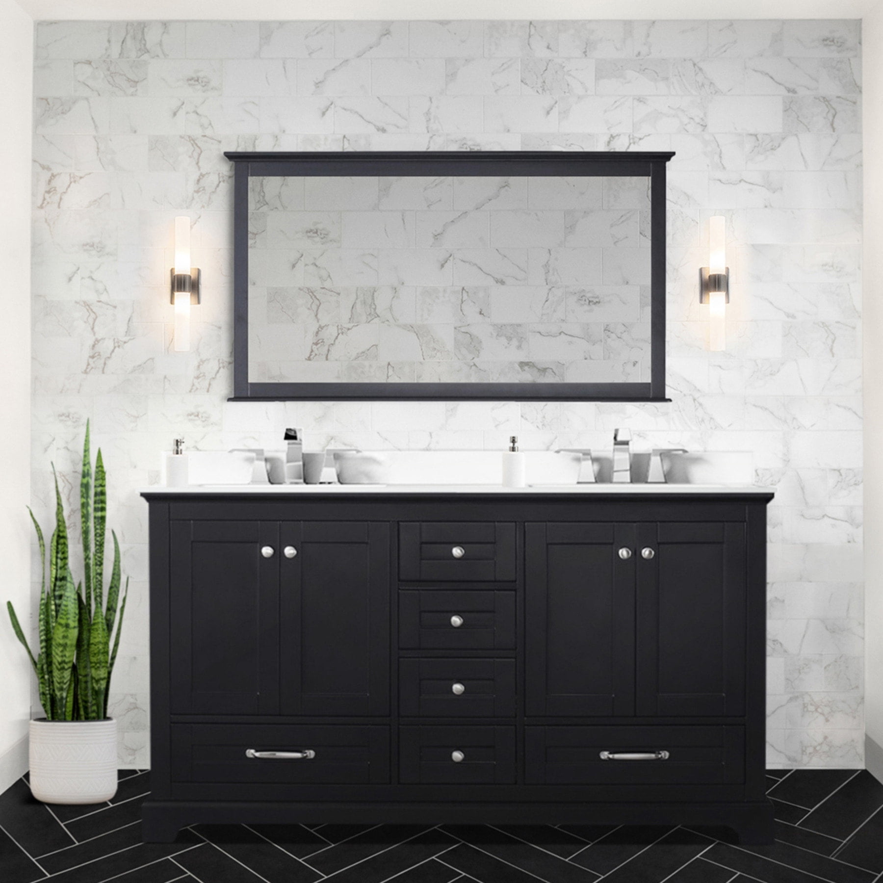 Espresso Vanity | Soft - Close Function & Six Drawers | Bathroom Setup