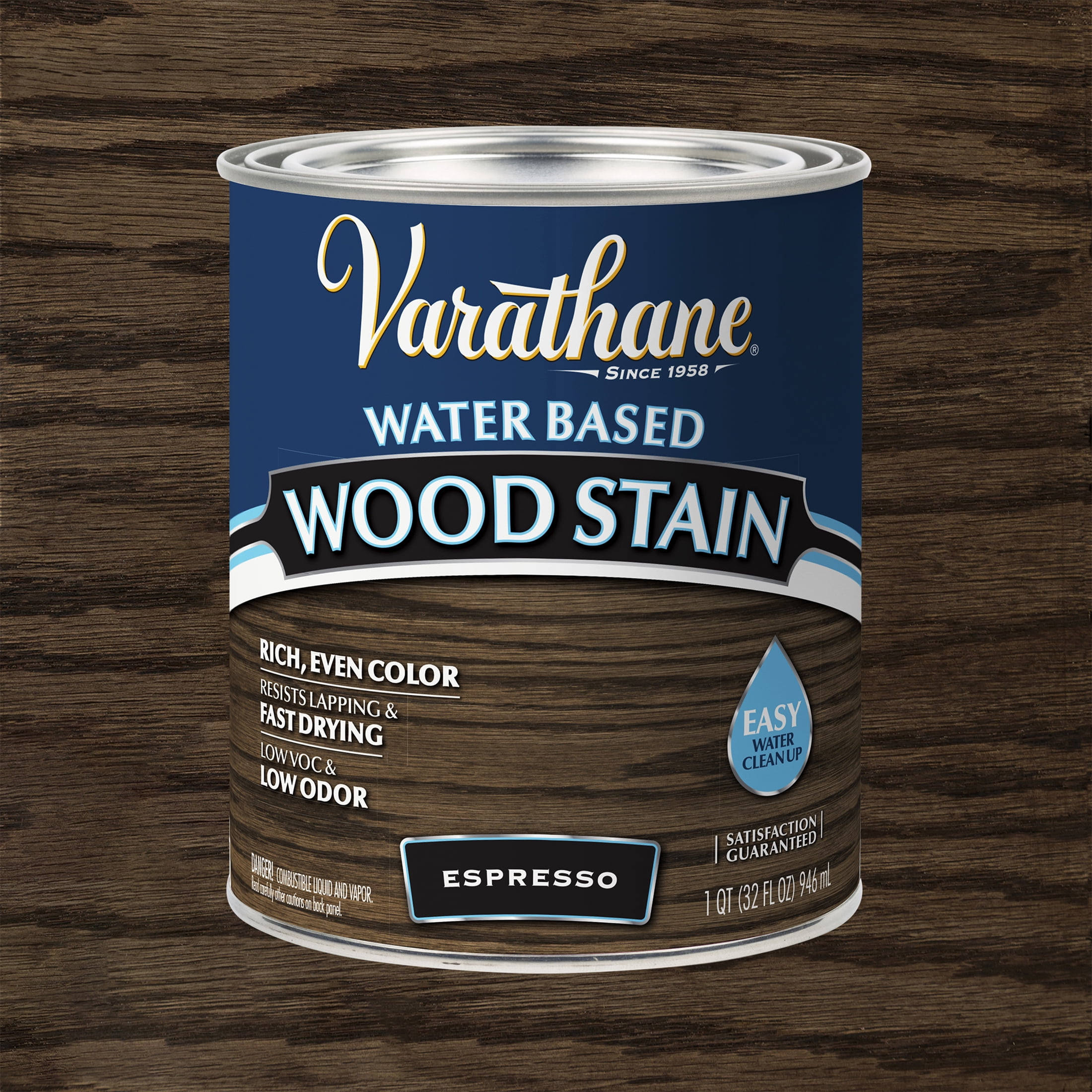 Espresso, Varathane Water-Based Wood Stain-381118, Quart