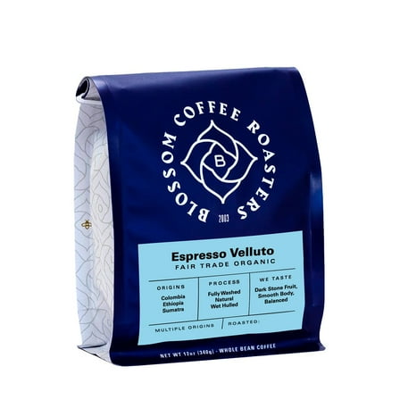 Espresso Velluto - Roasted by Blossom Coffee Roasters - Whole Bean Coffee - 12 Ounce Bag