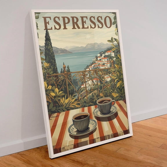 Espresso Vintage Italian Rustic Decor, Unframed Canvas Size 24x36
