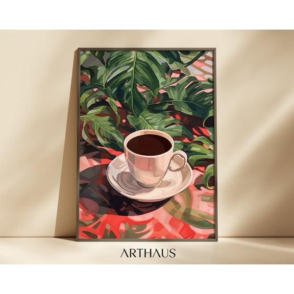 Espresso Wall Decor Coffee Kitchen Eclectic Botanical, Unframed Canvas Size 8x12