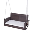 thumbnail image 1 of Espresso Wicker Porch Swing 7ft Hanging Chain with Cream Padded Cushion, 1 of 5