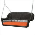 thumbnail image 1 of Espresso Wicker Porch Swing With Orange Cushion, 1 of 1