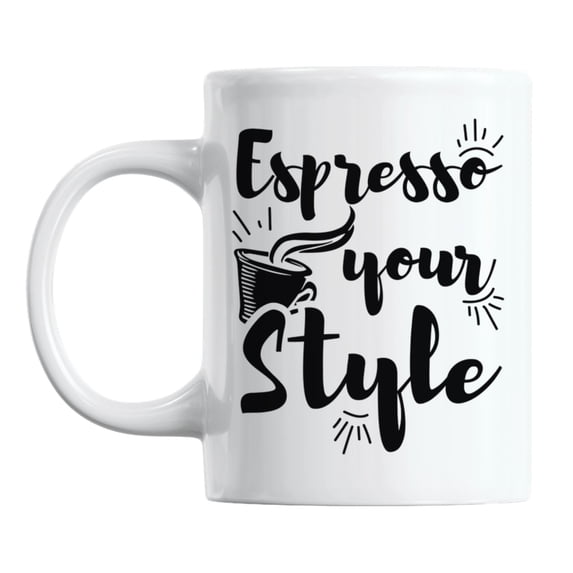 Espresso Your Style White Ceramic Coffee & Tea Mug for a Caffeine Lover (11oz)