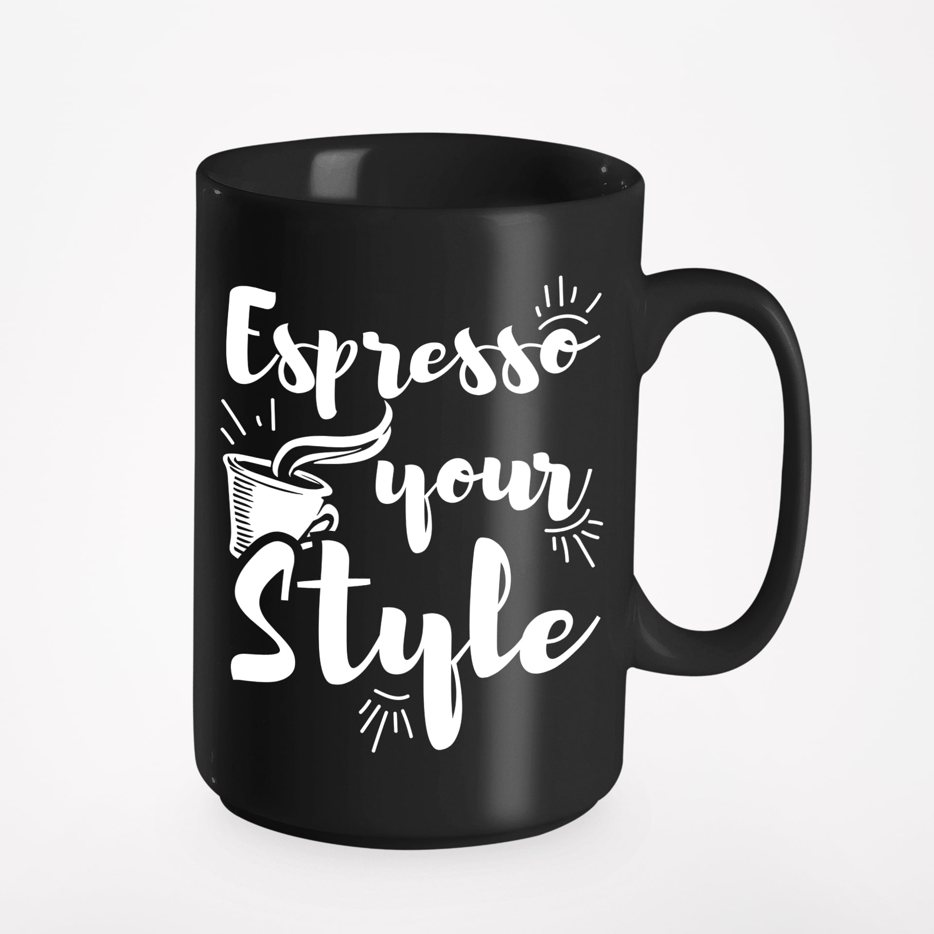 Espresso Your Style, a Caffeine Lover, Black 15oz Ceramic Mug