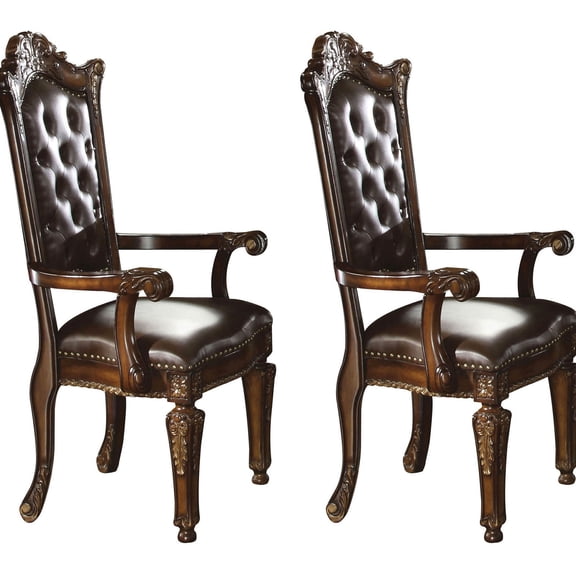 Espresso and Cherry Design Theme - Intricate Backrest Floral - Dining Room - Cozy Seating for Home