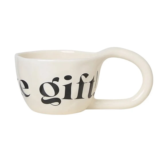 Espresso cup 350ML English Alphabet Pattern Ceramic Mug Large Handle Hand Pinched Irregular Coffee Cups
