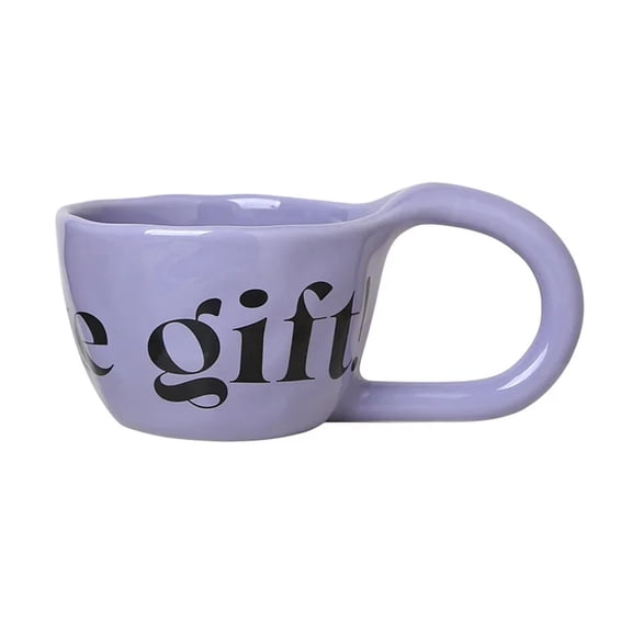 Espresso cup 350ML English Alphabet Pattern Ceramic Mug Large Handle Hand Pinched Irregular Coffee Cups