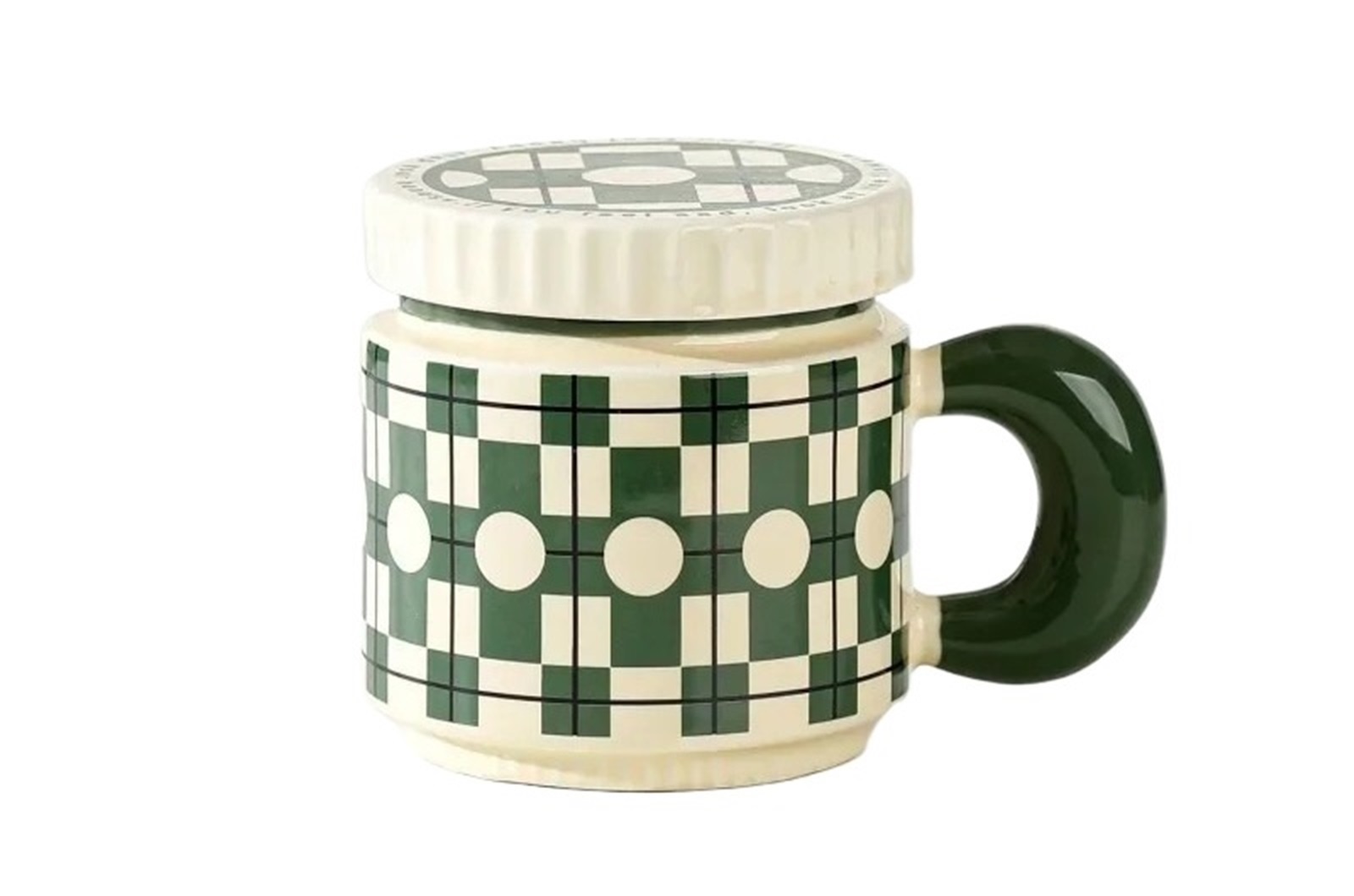 Espresso cup 400ML Ceramic Mug Checkerboard Flower Pattern Coffee Cup With