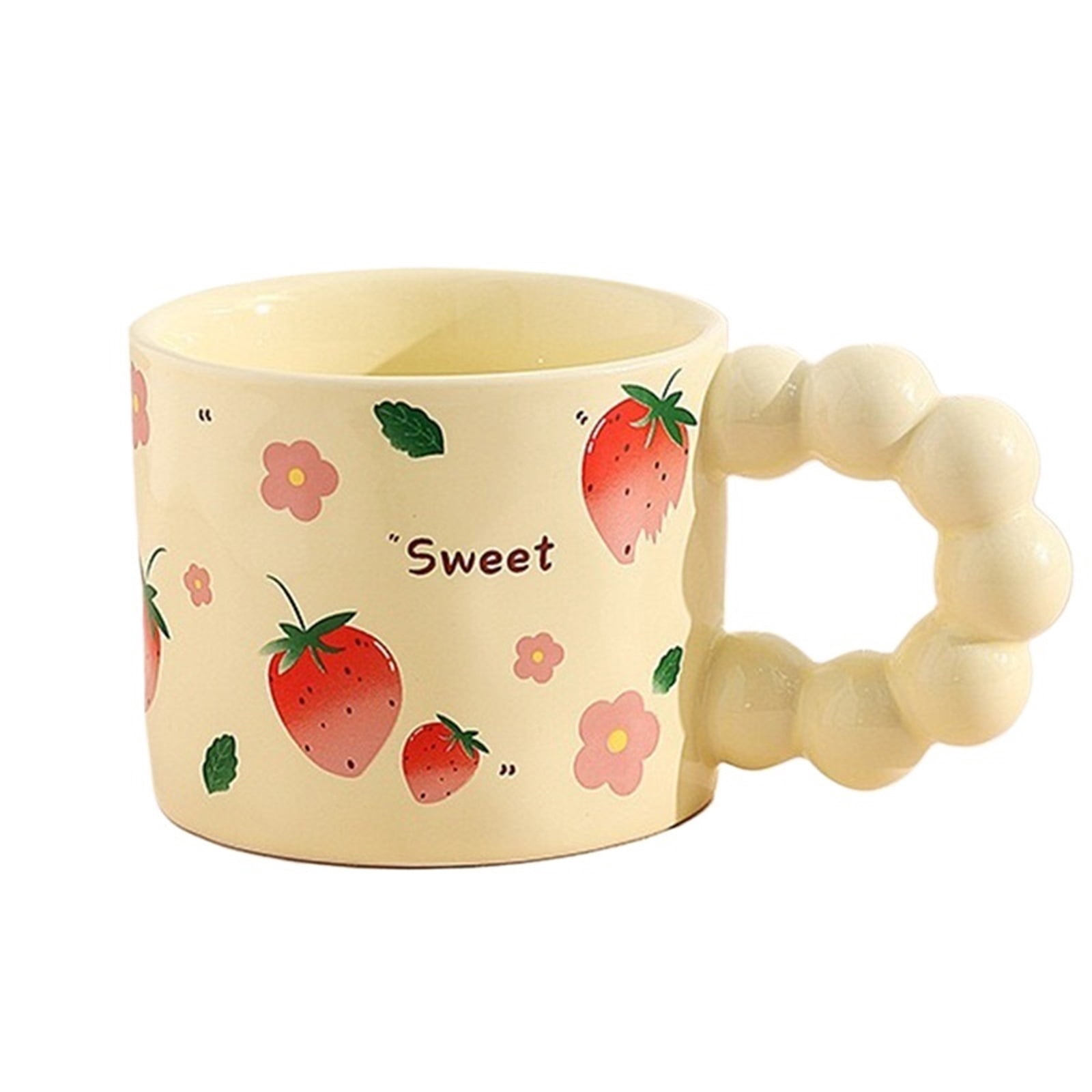 Espresso cup Ceramic Coffee Cup Water Mug Cute Fruit Pattern Milk Tea Cup With Anti-slip Handle Coffee Cup