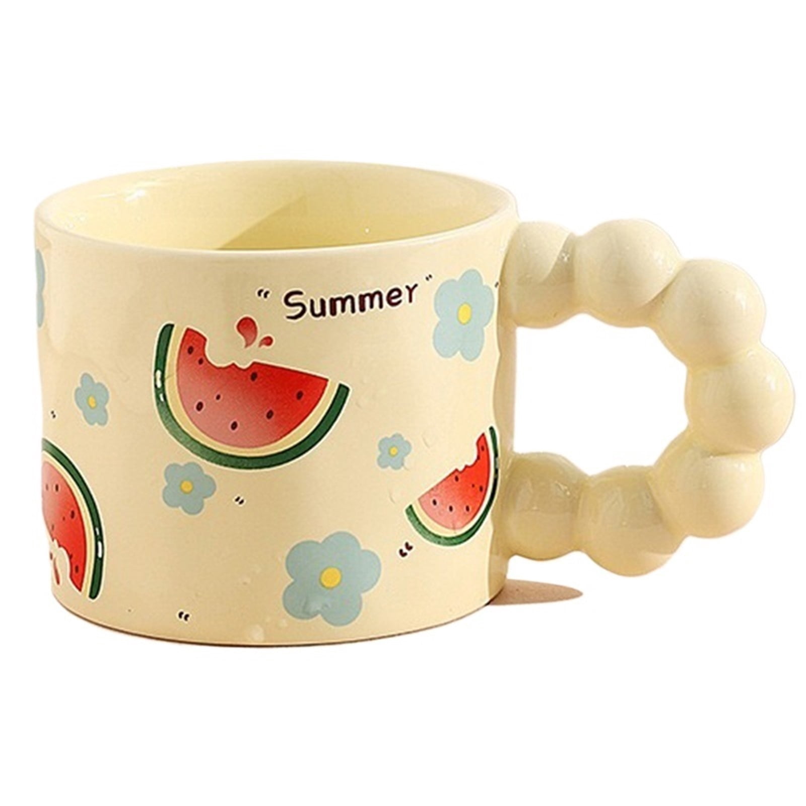 Espresso cup Ceramic Coffee Cup Water Mug Cute Fruit Pattern Milk Tea Cup With Anti-slip Handle Coffee Cup