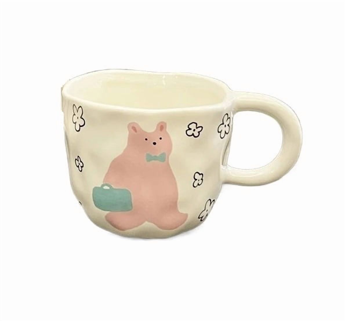 Espresso cup Hand Pinched Irregular Ceramic Mug Cute Bear Pattern Coffee Cup