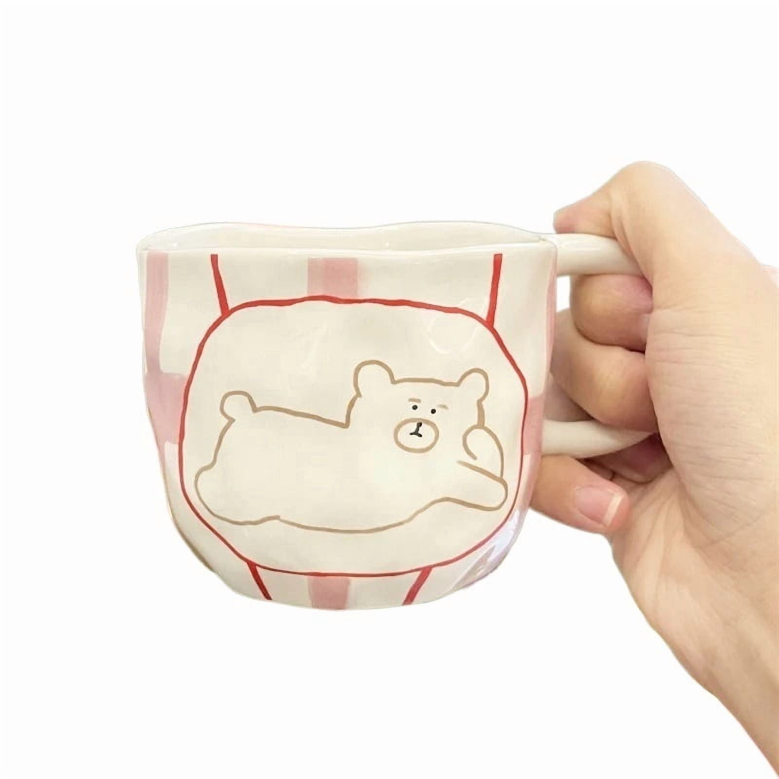 Espresso cup Hand Pinched Irregular Ceramic Mug Cute Bear Pattern Coffee Cup