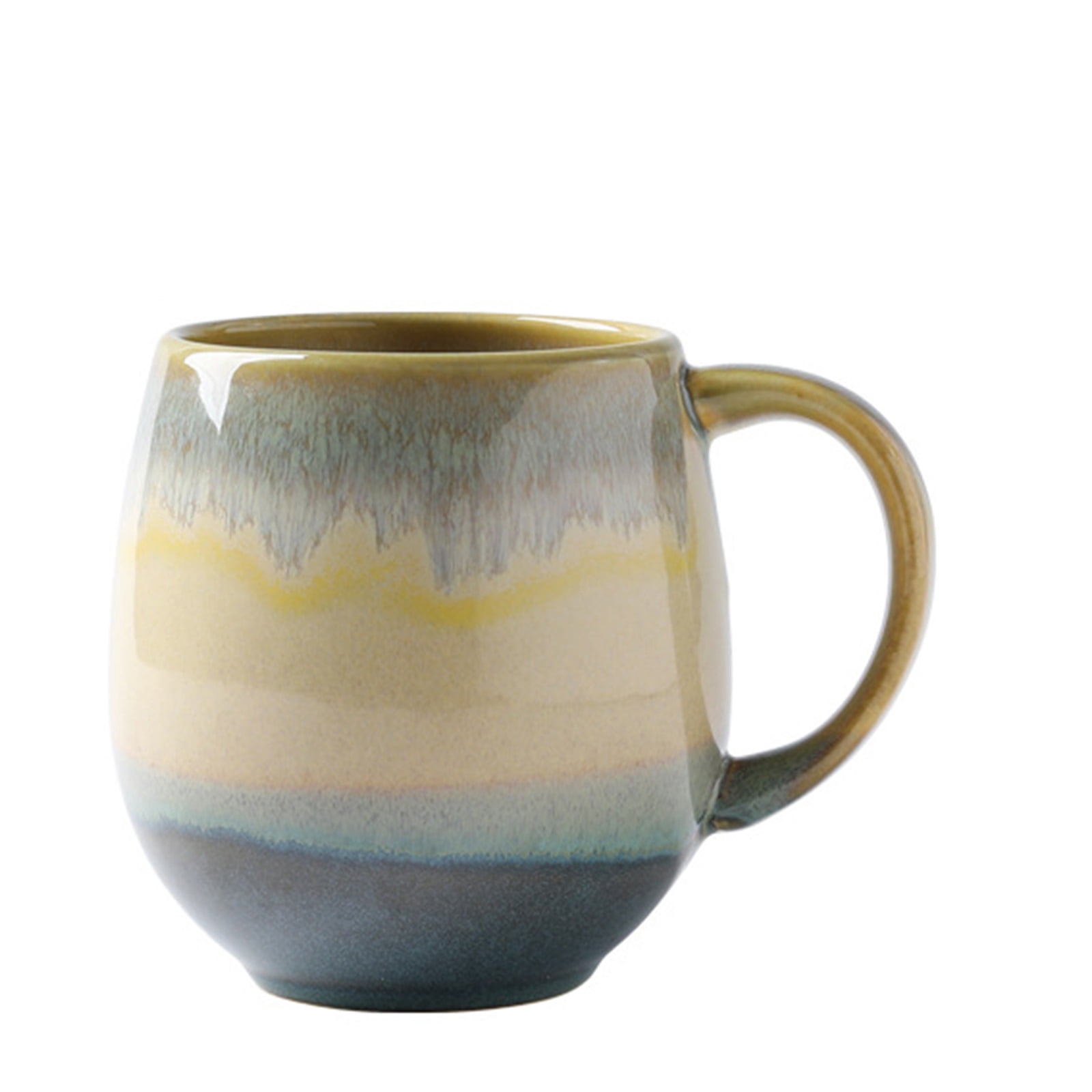 Espresso cup, coffee cup, color gradient, coffee mug with spoon, porcelain mug, thick-walled handle cup, tea cup, milk mug, gift for girls and men, 500 ml