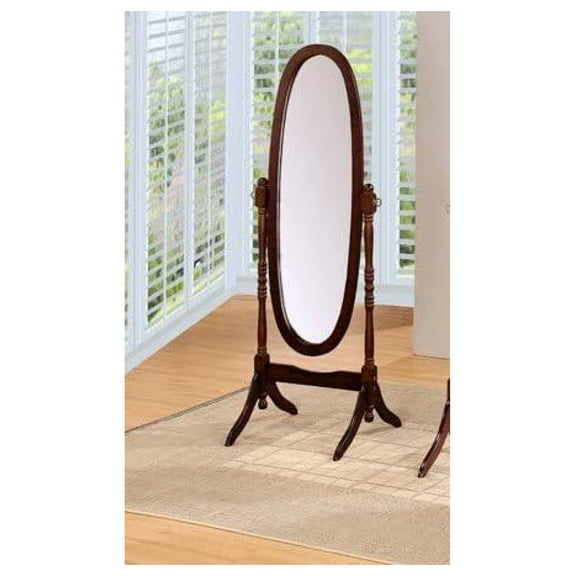 Espresso finish wood standing cheval floor mirror