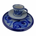 thumbnail image 1 of Espresso set with dessert plate, hand-blued salt-glazed stoneware, gray-blue dishes, traditional Westerwald motifs, 1 of 1