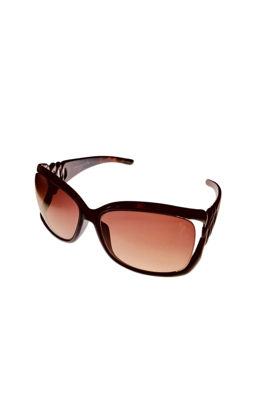 Sunglass Dark Brown Plastic Rectangle Rimless, Brown Gradient 19284 532