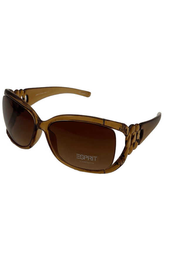 Sunglass Light Brown Plastic Rectangle Rimless, Brown Gradient 19284 535