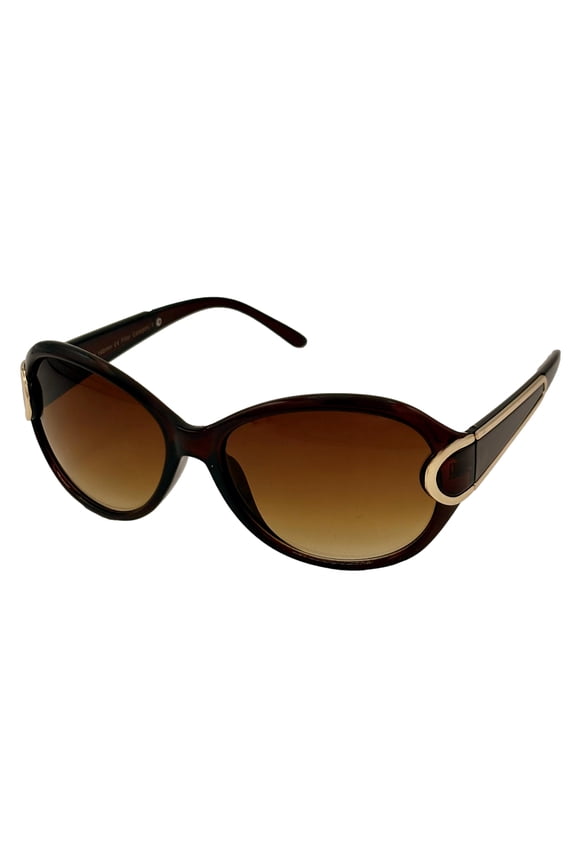 Sunglass Womens Brown Fashion Teardrop Plastic, Brown Lens 19389 535
