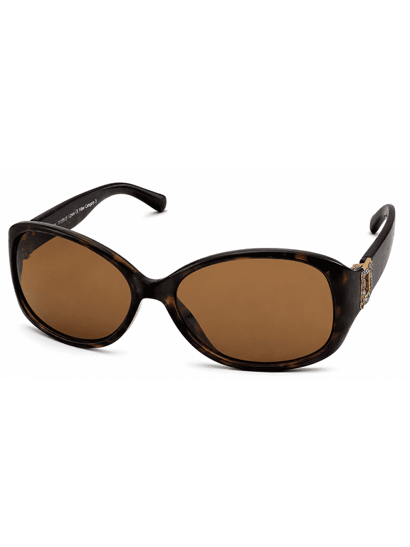 Women's Sunglasses Plastic Rectangle Brown / Crystal / Brown. ET19315 532