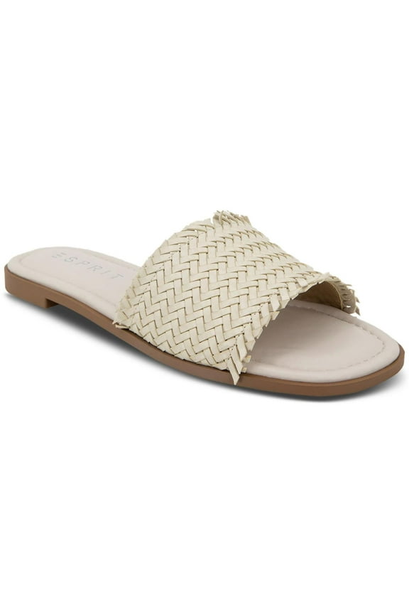 Womens Summer Woven Peep-Toe Slide Sandals