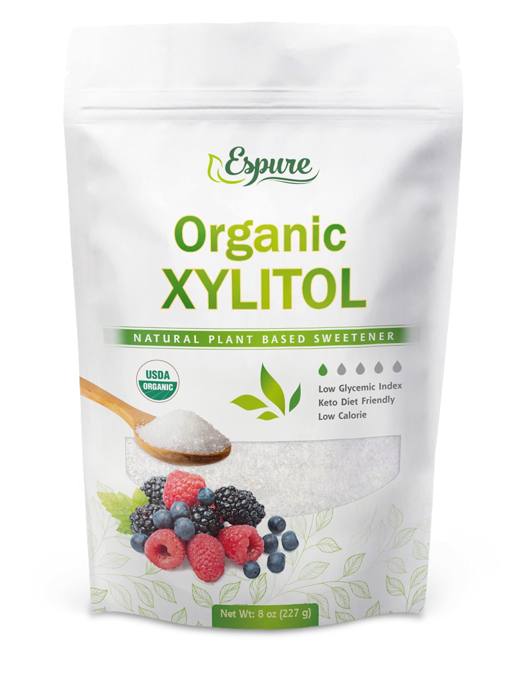 Espure Organic Xylitol USDA Certified Plant Based Sweetener, Low