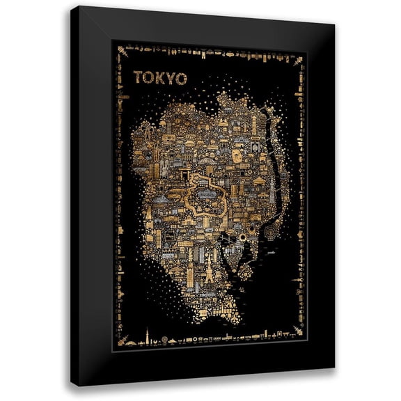 Esquer, Rafael 11x14 Black Modern Framed Museum Art Print Titled - Glam Iconic Cities-Tokyo