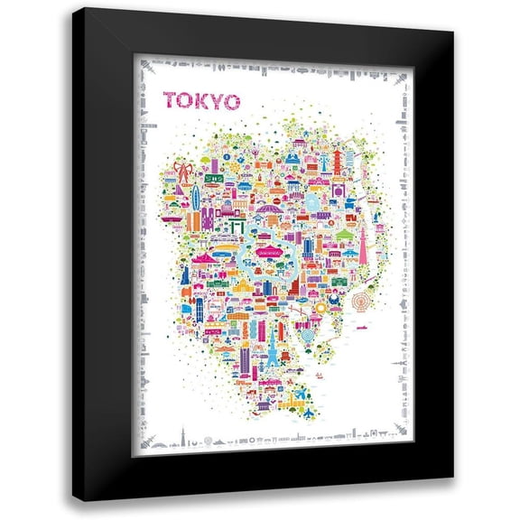Esquer, Rafael 11x14 Black Modern Framed Museum Art Print Titled - Iconic Cities-Tokyo