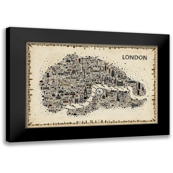 Esquer, Rafael 14x11 Black Modern Framed Museum Art Print Titled - Antique Iconic Cities-London