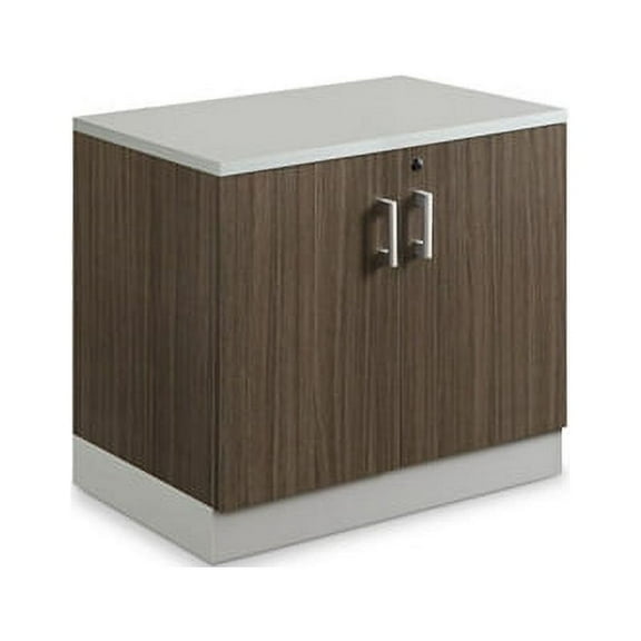 NBF Signature Series Esquire 29.4" H Two Door Storage Cabinet - Mahogany Laminate, Modern Office Cabinet with Lockable Doors, 2 Adjustable Shelves, 29.5"H x 31.5"W x 22"D