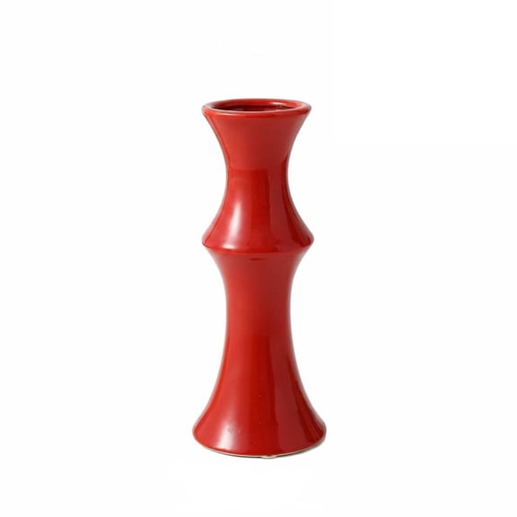 Esquirla 1 Bamboo Shaped Vase Light Luxury Joint Decor for Dining Table Office Red 20 Inch Shatter Resistant Ceramic Look