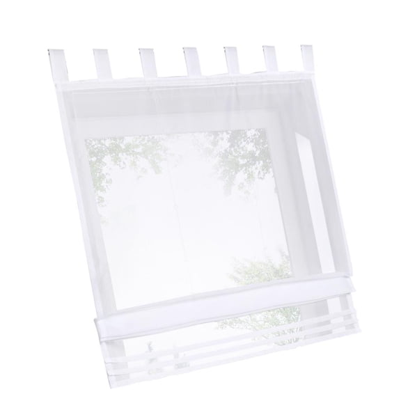 Esquirla 1 Piece Adorable Tie Up Roman Curtain Voile Tab Color Curtain for Kitchen, Bathroom Window Home Decoration , White-120155cm