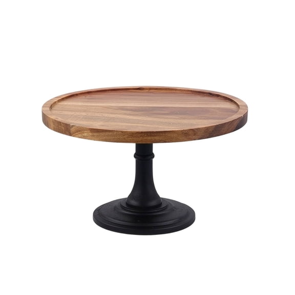 Esquirla 1 Round Wood Cake Riser with Dark Base for Pastry Display Bridal Showers Cafe Use