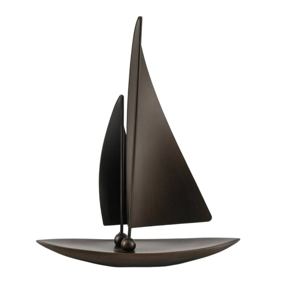 Esquirla 2 Count Nautical Sailboat Decor Sculpture Tabletop Ornament Round Finial Masts Bronze Finish for Office Reception Shelf