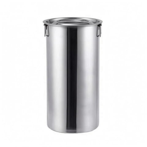 Esquirla 2 Pack Stainless Steel Bucket with Flat Lid Tall Cylindrical Metal Container 13 Liter Capacity for Kitchen Utility Storage