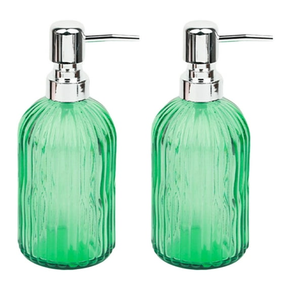 Esquirla 2 Pieces Glass Pump Soap Dispenser Bottle Dispenser of Soap Bottle Empty Lotion Dispenser for Kitchen for Kitchen Hotel 400ml green