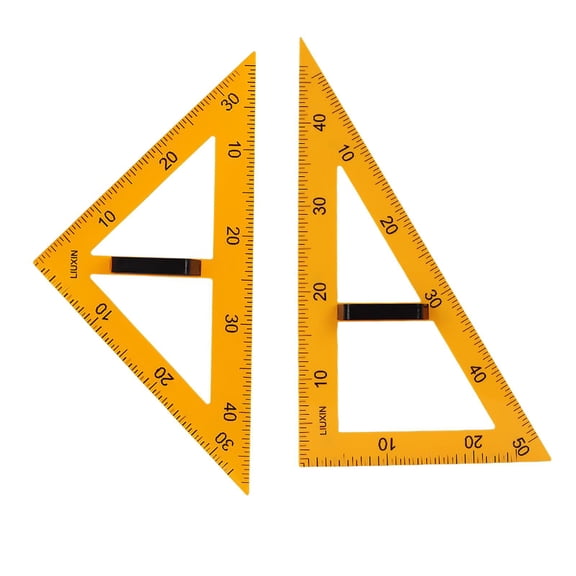 Esquirla 2 Pieces Math Geometry Ruler Kit Large Triangle Ruler Removable Handle Right Angle Measuring Tool Clear Scale Portable Drafting Supplies Multipurpose