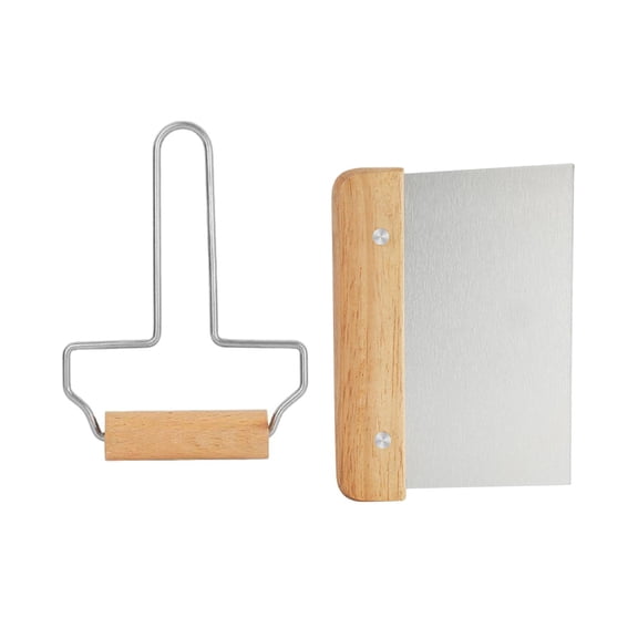Esquirla 2 Pieces Noodle Scrapers with Roller Multifunctional Bench Scrapers Cake Scrapers for Cake Shop Bread Fondant Baking