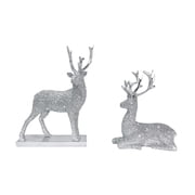 Esquirla 2 Pieces Reindeer Figures Deer Statues As Table Decoration And Decorative Figures Made of Resin with Fine Workmanship As A Gift for Housewarming Party Silver