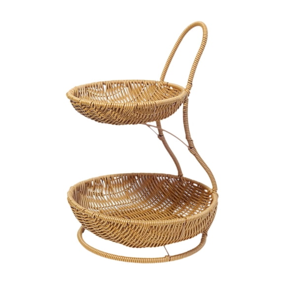Esquirla 2 Tier Storage Basket Circular Fruit Vegetable Basket Lightweight Bread Box Fruit Holder Snacks Holder for Coffee Table Patio