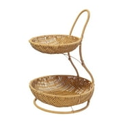 Esquirla 2 Tier Storage Basket Circular Fruit Vegetable Basket Lightweight Bread Box Fruit Holder Snacks Holder for Coffee Table Patio