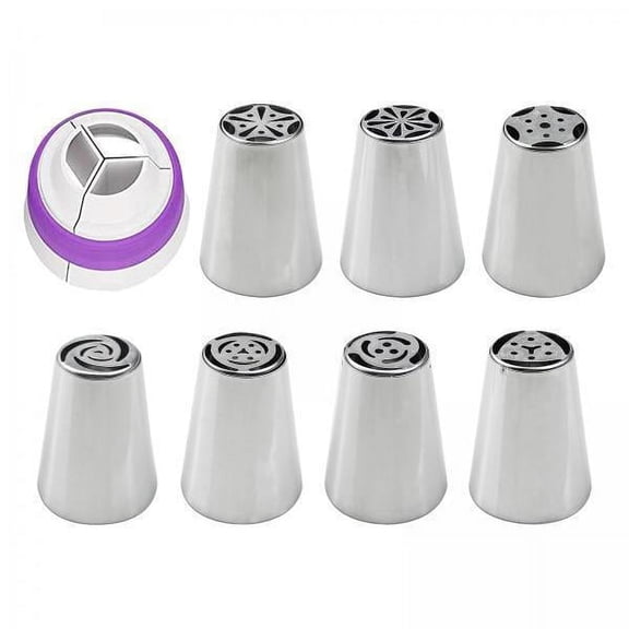 Esquirla 2 X Russian Icing Tips, Icing Icing Tips Set, DIY Icing Tips Set for Cookies, 8 Pieces , 8Pcs, 2 Pcs